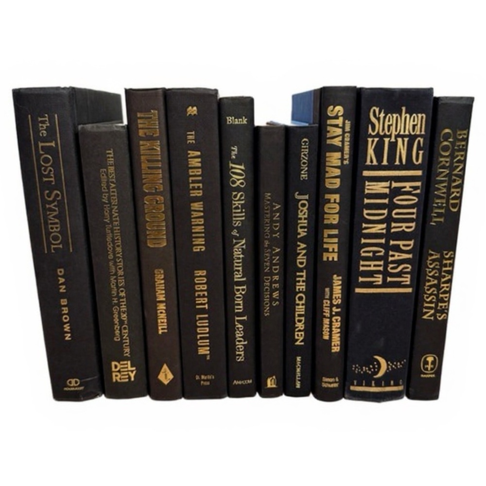 **SET OF 5**  Black Decorative books / Modern decor / Staging Books / Real Books